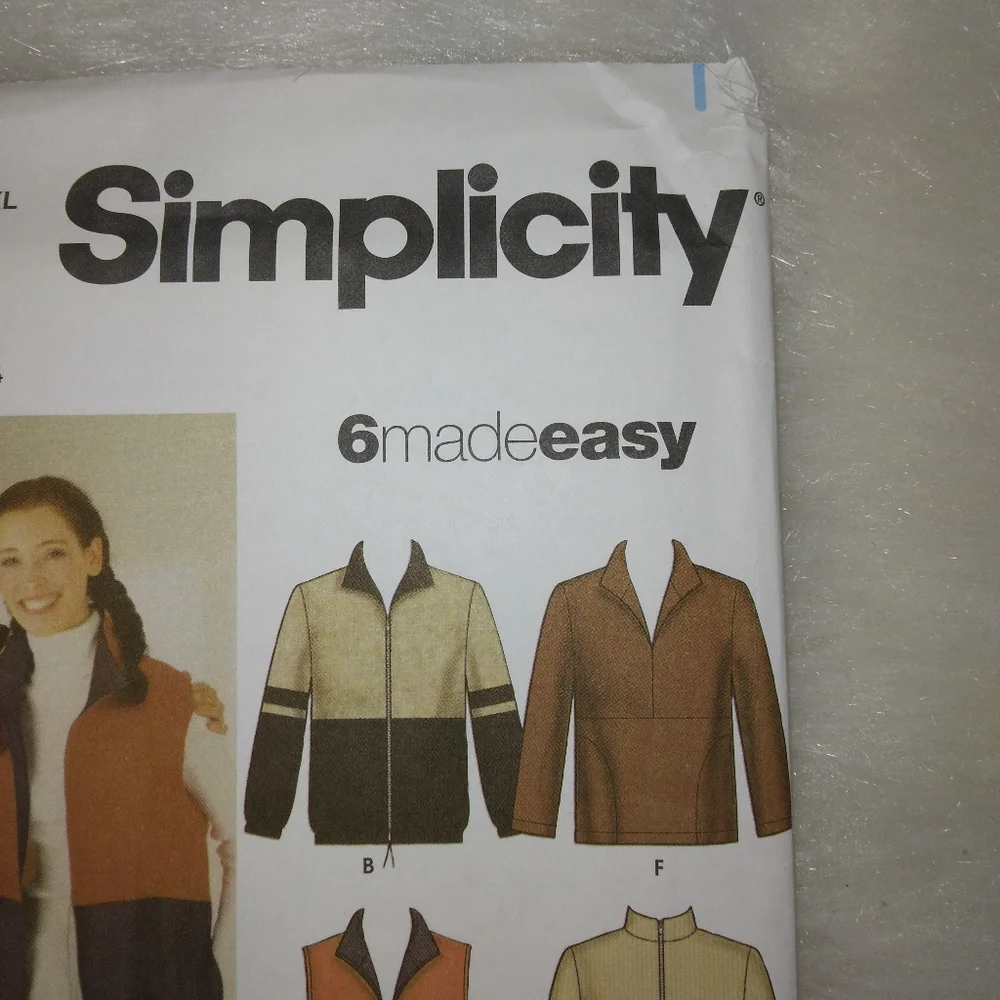 Simplicity 4830 6 Made Easy Men's Women's Jacket Vest Top XS-XL